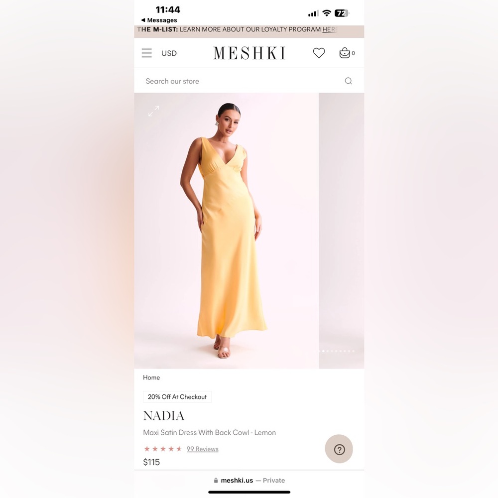 MESHKI Nadia Dress size Medium